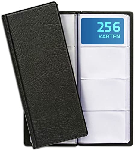 Praknu Visitenkarten Aufbewahrung für 256 Karten - Platzsparende Visitenkartenmappe für Büro - Visitenkartenetui Flach