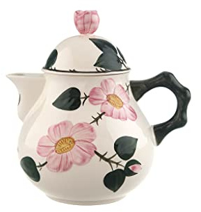 Villeroy und Boch Wildrose Teekanne, 1 L, Premium Porzellan, Weiß/Bunt
