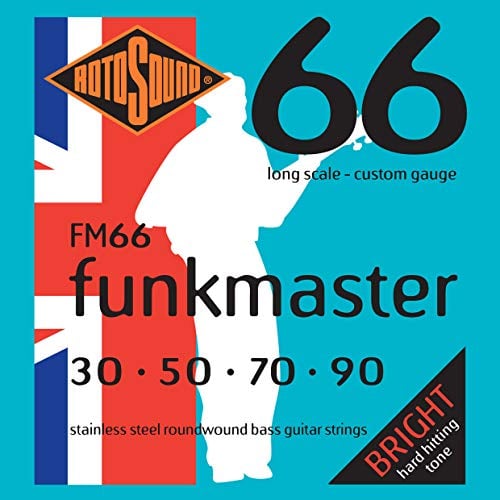 Rotosound FM66 Stainless Steel Funkmaster Gauge Roundwound Bass Strings (30 50 70 90)
