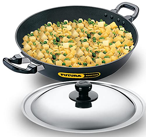 Futura Non-Stick Deep-Fry Pan(Kadhai) 4.0 Litre with Steel Lid and Round Bottom