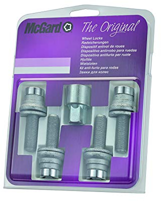 McGard Boulons antivol M12x1.50 - Plat - Longueur 32.3mm (Ouverture de clé 17mm), argent