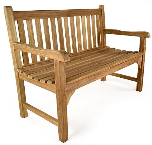 BrackenStyle Warwick 2 Seat Grade A Teak Garden Bench 120cm | 1.2m, 4ft Length, Outdoor Patio Park Wooden Furniture