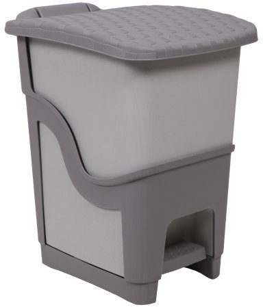 Rattan Mülleimer Abfalleimer Treteimer 18 Liter warmgrau