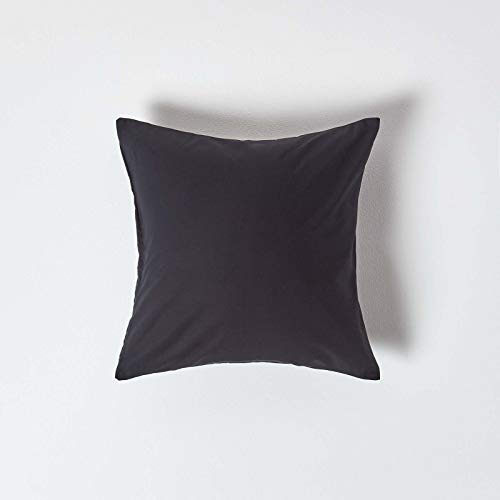 HOMESCAPES Black Pure Egyptian Cotton Euro Size Pillowcase 40 x 40 cm 200 TC 400 Thread Count Percale Equivalent Pillow Case with Zip