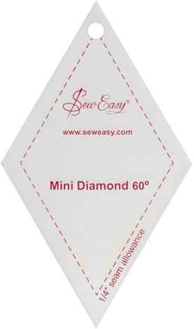 Sew Easy Mini Template – 60° Diamond Quilting & Patchwork Shapes for Applique Sewing, Transparent Acrylic Non-Slip, 2.9 x 2.5”