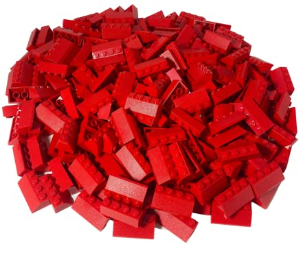 LEGO® 2x4 Dachsteine Schrägsteine Rot 100 Stück Haus Dach - Bausteine für kreative Konstruktionen - Basic Classic Steine für Kinder & Erwachsene - Kompatibel Sets