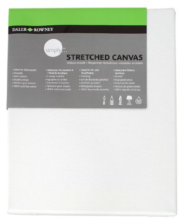 Daler-Rowney Simply Stretched Canvas, Medium Grain, 250 gsm, 16mm Deep, 7 x 9in - 18 x 24 cm, White