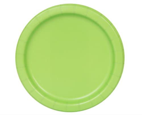 Lime Green Solid Round Paper Dessert Plates (17cm) 8 Count - Vibrant Paper Plates for Parties and Events, Perfect for Appetizers, Snacks, and Desserts
