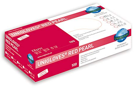 Unigloves guanti in nitrile non polvere-rED pEARL - rosso-lotto di 100