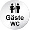 Türschilder24 XXL Türschild • Ø 100 mm • Toilettenschild Gäste WC + Piktogramm • aus Aluminium Vollmaterial • geschliffene Edelstahloptik • 100% Made in Germany