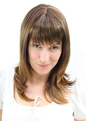 WIG ME UP - 3003-30H144 Perücke braun mit fransigem Pony und glatten halblangen Haaren