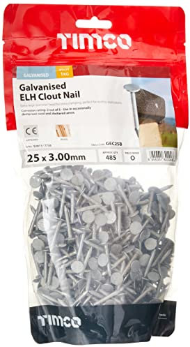 TimCo GEC25B Galvanized ELH Clout Nails 25 x 3.00 - (1kg Bag), Silver