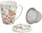 matches21 Teetasse Teebecher Rose Blüten Rosenblüten mit Deckel & Teesieb aus Porzellan 11 cm / 300 ml