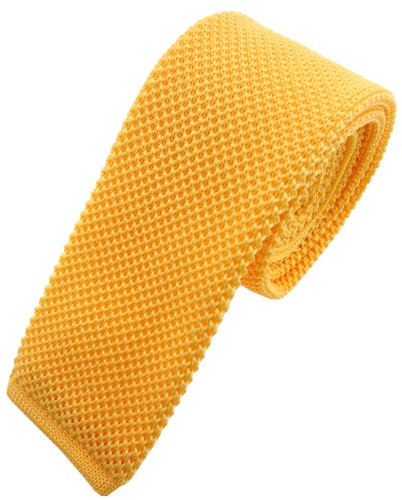 TigerTie - schmale Strickkrawatte in gelb knallgelb einfarbig uni