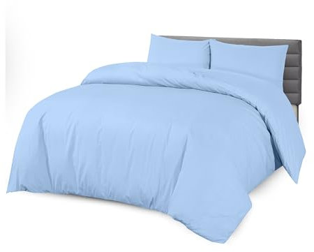 Sapphire Collection 100% Egyptian Cotton 300 Thread Count Duvet Cover With Pillow Case Bedding Set (King, Blue)