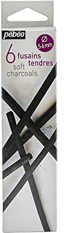 Pébéo 383110 Peinture 1 Boîte de 6 Fusains Tendres Noir
