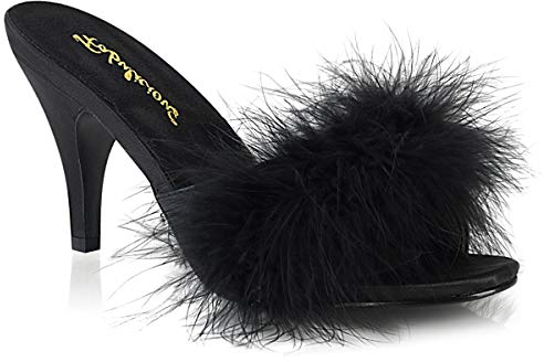 Fabulicious AMOUR-03, Damen Sandalen, Schwarz (Blk satin-fur), EU 44 (UK 11) (US 14)