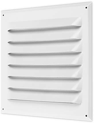 calimaero® WGQW 200mm Extractor Vent Cover Fixed Louvre White with Integrated Insect Fly Screen - UV Resistant Robust Air Vent Covers for Walls