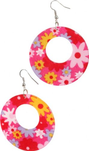 70's Hippie Ohrringe pink-bunt