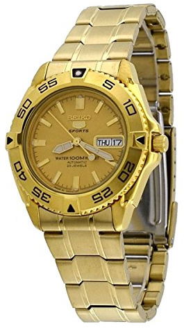 Seiko 5 Sports #SNZB26J1 Men's Japan Gold Tone Stainless Steel 100M Automatic Dive Watc1 by Seiko Watches