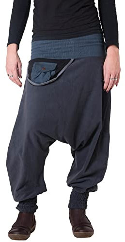 Vishes - Alternative Bekleidung - Warme Thermo Haremshose aus Fleece mit Tasche Dunkelgrau