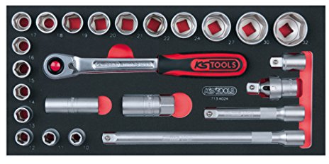 KS Tools SCS 1/2' Steckschlüssel-Satz, 24-tlg. in 1/3 Systemeinlage