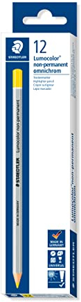 STAEDTLER 108-1 Lumocolor omnichrom Trockenmarker, 12 Stück im Kartonetui non-permanent, gelb