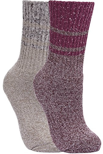 Trespass Womens Hadley Hiking Boot Socks (2 Pairs) Grape Wine/Oatmeal 6/9 UK