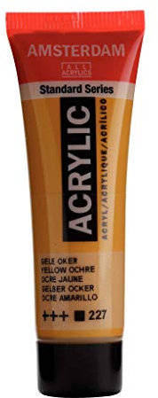 Amsterdam Standard Series Acrylic - Peinture acrylique tube 20 ml - Ocre jaune 227 - Pigment de haute qualité résistant à la lumière - Finition satinée