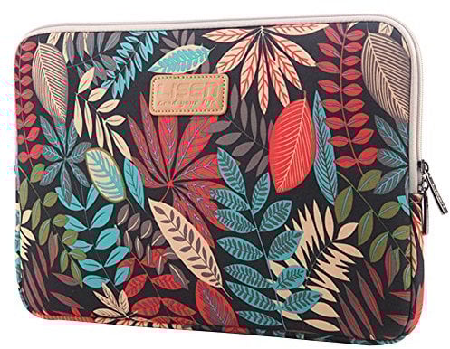 SaiDeng Laptophülle,Segeltuch Bunte Blätter Laptops Abdeckung Mit Einer Bildschirmdiagonale 15 15,6 Schwarz 13