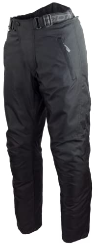 Schwarze Motorradhose mit herausnehmbarem Thermofutter, Protektoren und Weitenverstellung, für Sommer und Winter, Größe XS