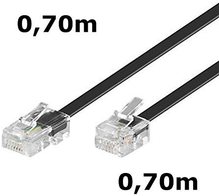 DITM® Cordon Téléphone ou ADSL RJ11 Male vers RJ 45 Male (0,70m, Noir)