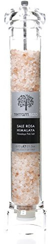 Terramezzo - Molinillo de acrílico alto con sal rosada del Himalaya de 22 onzas recargable