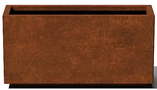 Veradek métallique Série longue Boîte Pot de fleurs en acier Corten 16 Inches High x 32 Inches W x 10 Inches D rouille