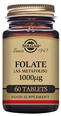 Solgar Folate 1000mcg - High Strength Formula - Healthy Maternal Tissue Growth During Pregnancy - Vegan - 60 Tablets