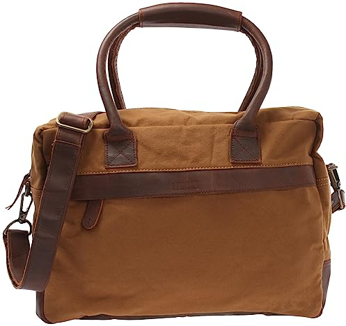 LECONI kleiner Weekender aus Rinds-Leder & Canvas im Vintage-Look Handgepäck XL Shopper Bürotasche für Damen + Herren Arbeitstasche DIN A4 Schultasche Unitasche 40x30x15cm cognac LE2007-C