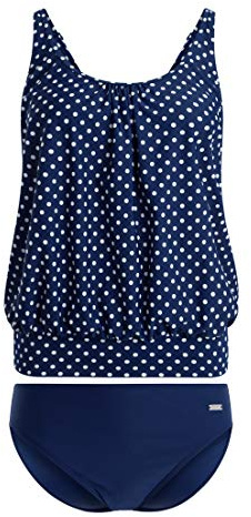 Lascana Damen Oversize-Tankini | mit Pünktchen-Design, formend, Verstellbare Träger