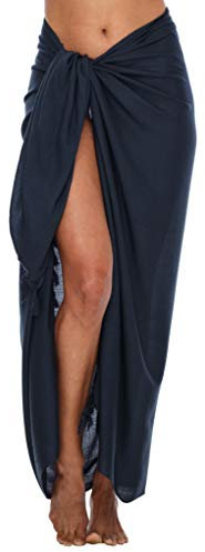 SHU-SHI - Damen Sarong/Pareo für den Strand - zum Tragen über Badeanzügen - Einheitsgröße - Mitternachtsblau