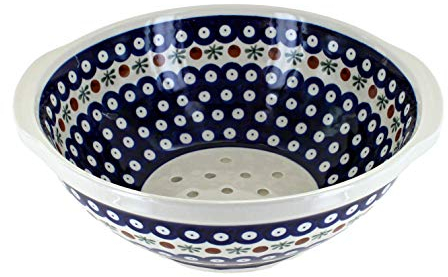 Blue Rose Polish Pottery Nature Colander