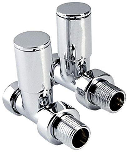 INTA Modern Straight Radiator Valves 15mm (Pair) Chrome 1024cp