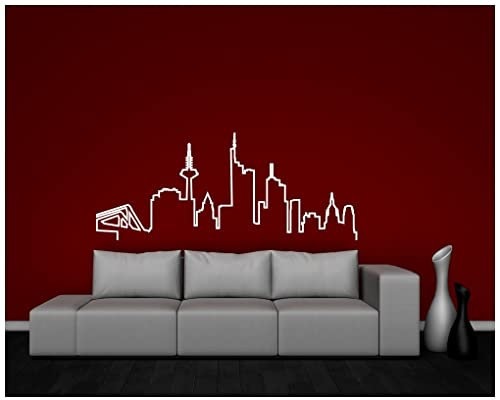 Samunshi® Frankfurt Skyline Wandtattoo Silhouette 60 x 25cm mittelgrau