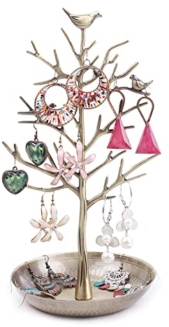 Dazone Arbre à Bijoux,Porte Bijoux,Rangement Bijoux,Présentoir Bijoux en Fer, Support pour Colliers Bracelet Bagues Boucles D'oreilles Montre, Cadeau pour Noël Toussaint Mariage, Cadeau Fête des Mères