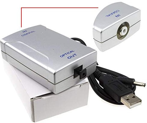 kenable Digital Audio Coax SPDIF Phono RCA to Optical TOS Converter Adapter USB Powered
