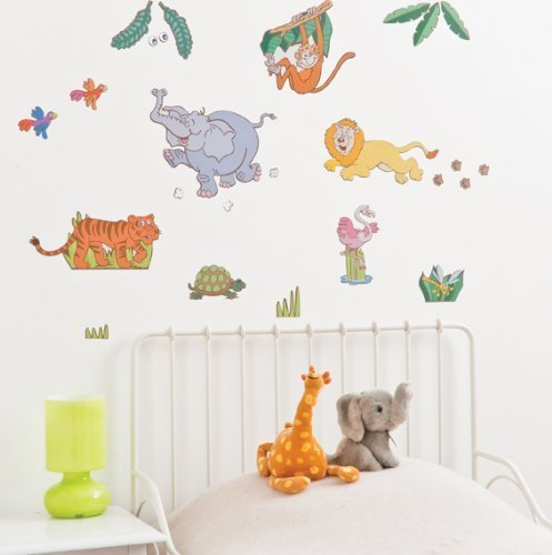 FunToSee Jungle Safari Wandsticker Dschungelabenteuer, leicht zu entfernen, 21 Stück, leuchtende Farben