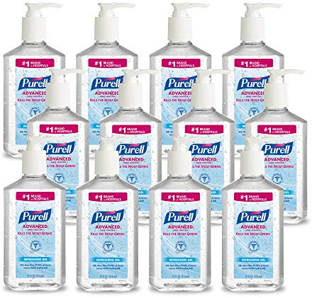 PURELL Advanced Hand Sanitizer Refreshing Gel, Clean Scent, 12 fl oz Pump Bottle (Pack of 12) - 3659-12