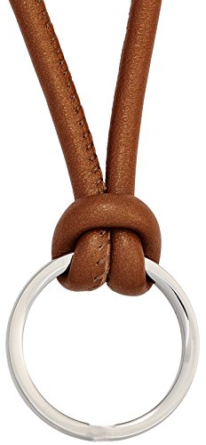 Jobo Damen Collier Halskette Leder braun mit Ring aus Edelstahl 45 cm Kette Lederkette