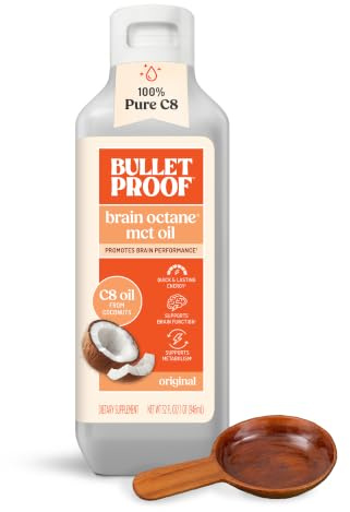 Bulletproof Brain Octane C8 MCT Oil, Non-GMO, 32 oz – 100% C8 from Coconut