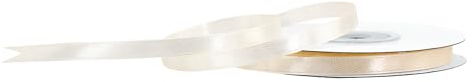 Satinband 6mm x 25m Rolle - FARBAUSWAHL in 3/6/12/18/25/38/50/75/100mm - farbecht & waschbar - Schleifenband für Hochzeit - Geschenkband zum Verpacken Dekorieren Basteln - Creme 820