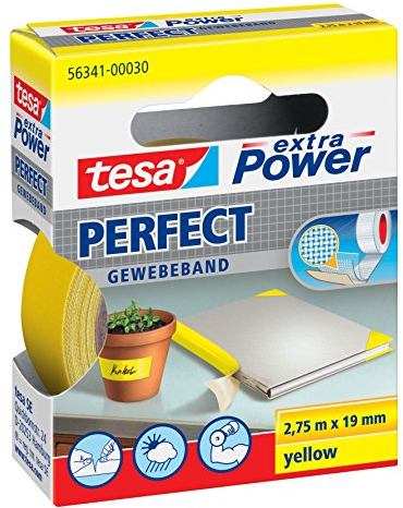tesa® extra Power Perfect Gewebeband (2,75m x 19mm, gelb)