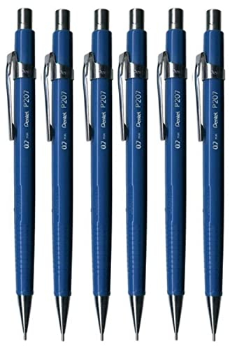 Pentel P207-C P207-C Druckbleistift, automatisch, mechanisch, nachfüllbar, 0,7 mm (P207), Blau, 6 Stück